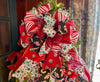 The Bonnie Red Black Green & White Christmas Tree Topper Bow