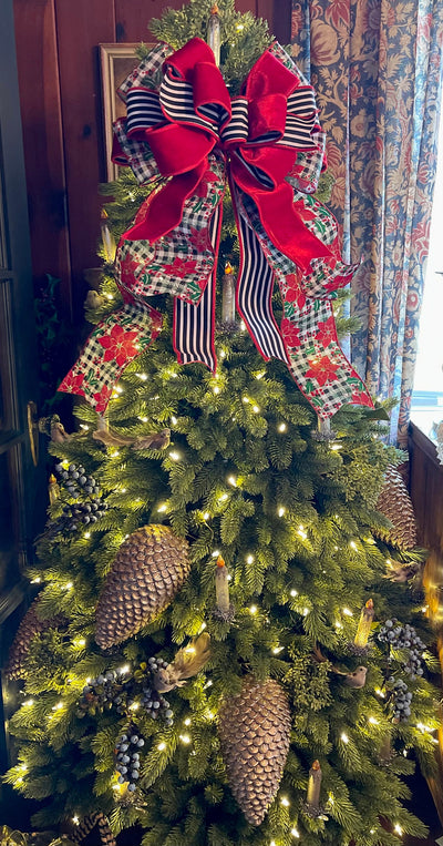 The Christine Red & Black Velvet Christmas Tree Topper Bow
