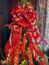 The Archibald Red & Gold Christmas Tree Topper Bow