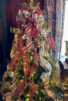 The Gillian XL Red Green & Gold Plaid Christmas Tree Topper Bow