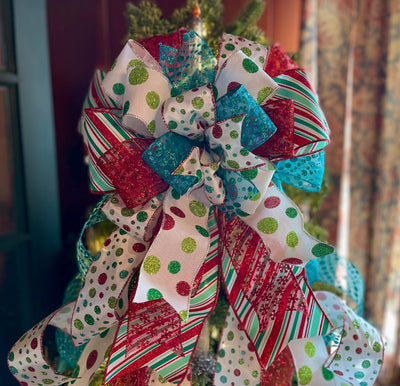 The Poppy Red White & Blue Christmas Tree Topper Bow