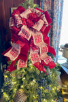 The Aphrodite red & cream luxury Christmas Tree Topper Bow