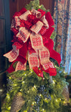 The Aphrodite red & cream luxury Christmas Tree Topper Bow