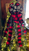 The Karen Red Black & White Check Christmas Tree Topper Bow