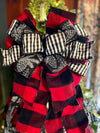 The Karen Red Black & White Check Christmas Tree Topper Bow