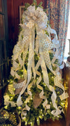 The Jude White Gold & Silver Christmas Tree Topper bow