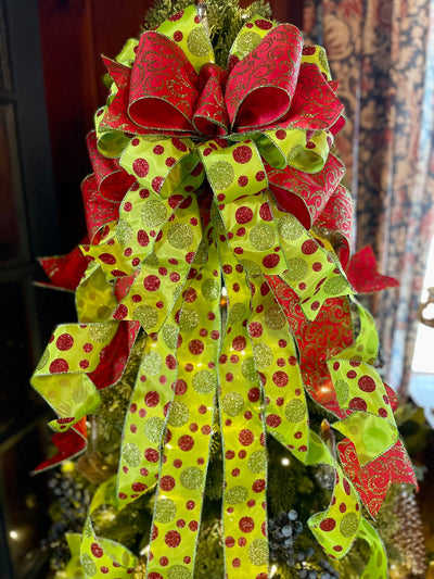 The Joanna Red Lime Green Polka Dot Christmas tree box