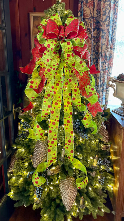 The Joanna Red Lime Green Polka Dot Christmas tree box