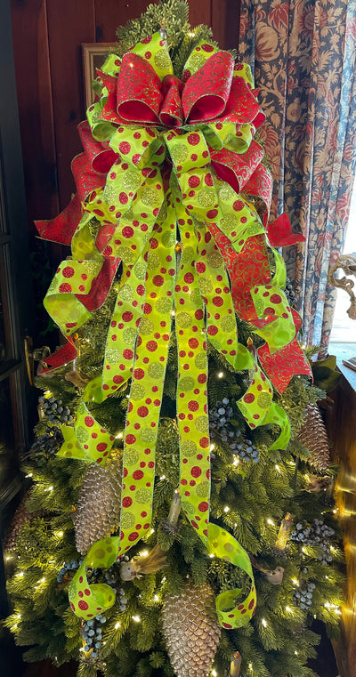 The Joanna Red Lime Green Polka Dot Christmas tree box