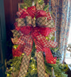 The Shannon Red & Green Christmas Tree Topper Bow