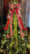 The Whoville Red White & Green Whimsical Christmas Tree Topper Bow