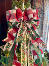 The Maryanne Red Green & White Christmas Tree Topper Bow