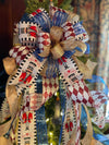 The Pierre Royal Blue Red Black & Gold Christmas Tree Topper Bow