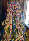 The Pierre Royal Blue Red Black & Gold Christmas Tree Topper Bow