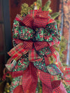 The Francine Black Red & Gold Check Christmas Tree Topper Bow