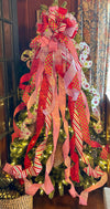 The Molly Pink Red & Lime Green Whimsical Christmas Tree Topper Bow