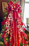 The Minnie Red & White Christmas Tree Topper Bow, Polka dot christmas bow, Deluxe christmas tree topper bow, Christmas tree trimming bow