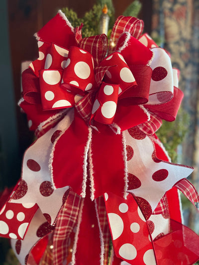 The Minnie Red & White Christmas Tree Topper Bow