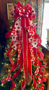 The Minnie Red & White Christmas Tree Topper Bow, Polka dot christmas bow, Deluxe christmas tree topper bow, Christmas tree trimming bow