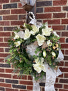 The Lanie White Amaryllis Christmas Wreath For Front Door