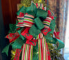 The Tiffany Red Green & White Christmas Tree Topper Bow
