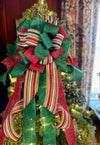 The Tiffany Red Green & White Christmas Tree Topper Bow