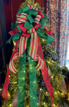 The Tiffany Red Green & White Christmas Tree Topper Bow