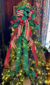 The Tiffany Red Green & White Christmas Tree Topper Bow