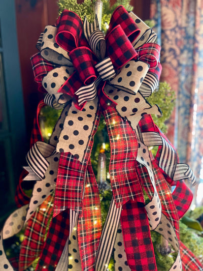 The Abigail Buffalo Check Christmas Tree Topper Bow