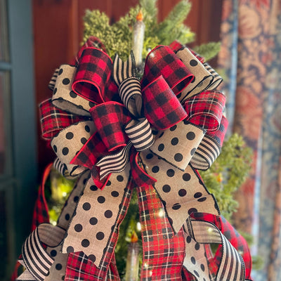 The Abigail Buffalo Check Christmas Tree Topper Bow