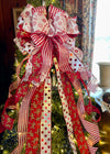 The Ginger Red & White Gingerbread Christmas Tree Topper Bow