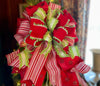 The Margaret Red Lime Green & White Christmas Tree Topper Bow