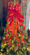 The DeeDee Red & Gold Christmas Tree Topper Bow