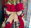 The Leah Burgundy Navy & Cream Plaid Christmas Tree Topper Bow