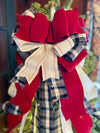 The Leah Burgundy Navy & Cream Plaid Christmas Tree Topper Bow