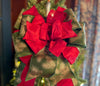 The Naomi Red Green & Gold Christmas Tree Topper Bow