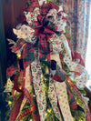 The Maggie Red Black Green & White Christmas Tree Topper Bow