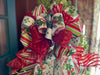 The Etta Red Green & White Christmas Tree Topper Bow