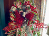 The Etta Red Green & White Christmas Tree Topper Bow