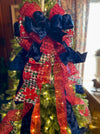 The Jenna Navy Blue Velvet Christmas Tree Topper Bow