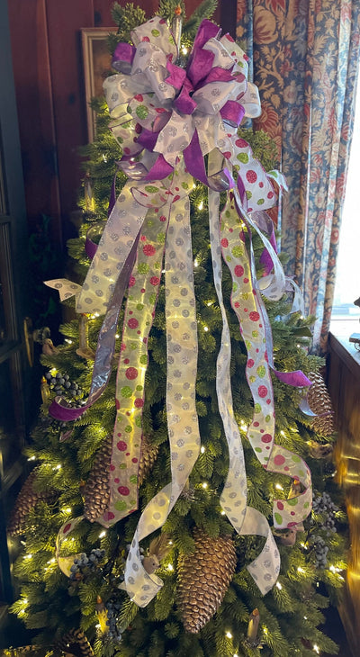 The FiFi Hot Pink & Lavender Christmas Tree Topper Bow