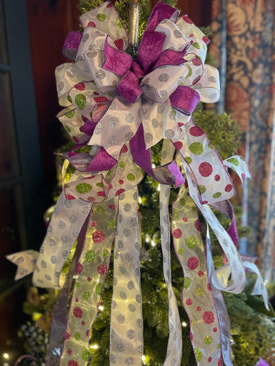 The FiFi Hot Pink & Lavender Christmas Tree Topper Bow