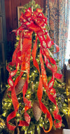 The Archibald Red & Gold Christmas Tree Topper Bow