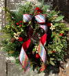 The Mary Winter Rustic Red & White Evergreen Christmas Wreath For Front Door