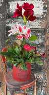 The Evette Red Amaryllis & Pine Christmas Centerpiece For Dining Table