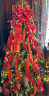 The Archibald Red & Gold Christmas Tree Topper Bow