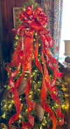 The Archibald Red & Gold Christmas Tree Topper Bow