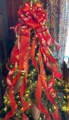 The Archibald Red & Gold Christmas Tree Topper Bow