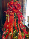 The Archibald Red & Gold Christmas Tree Topper Bow