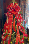 The Archibald Red & Gold Christmas Tree Topper Bow